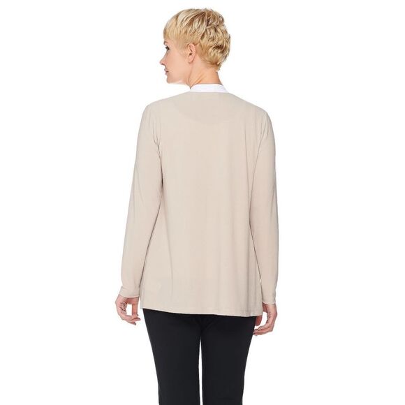 Susan Graver Womens 3X Textured Liquid Knit Open Front Cardigan Black White NWT - Picture 3 of 5